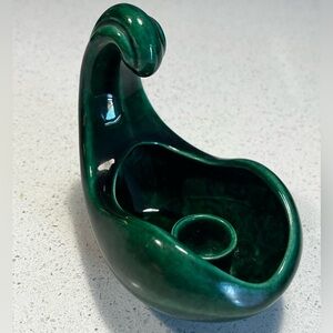 1969 Signed Laurie Studio Pottery candle holder | MCM | Emerald green Sculpture